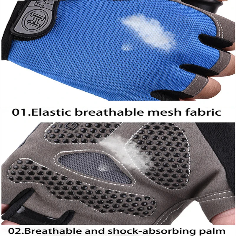 Men Cycling Bicycle Gloves Half Finger Gym Gloves Women Mitten Breathable Anti-slip Glove Fitness Sport Training Gloves Pi-Mart