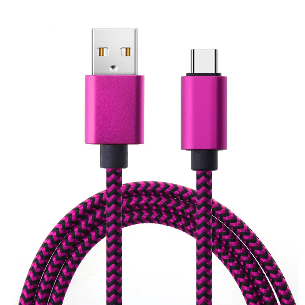 USB Type C Cable Date Sync 2.4A Fast 1M 2M 3M Charging Nylon Braided Wire Charger Cable For Samsung Huawei Android Mobile Phone Pi-Mart