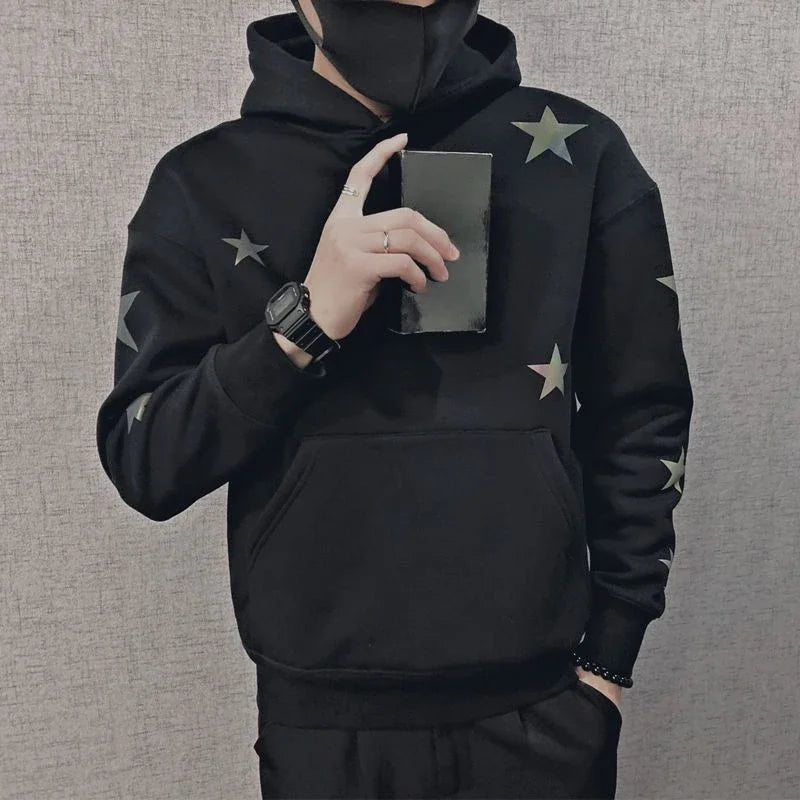 Hoodies Graphic Sweatshirt for Men Black Hip Hop Male Clothes Loose Luxury Aesthetic Emo 90s Vintage Simple Winter S Warm Hooded NovaCart