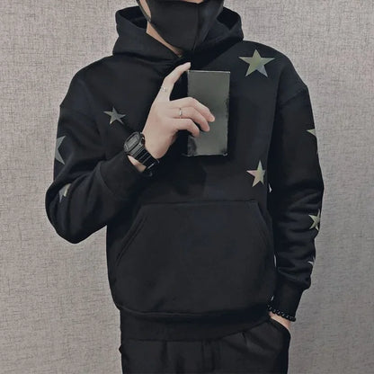 Hoodies Graphic Sweatshirt for Men Black Hip Hop Male Clothes Loose Luxury Aesthetic Emo 90s Vintage Simple Winter S Warm Hooded NovaCart
