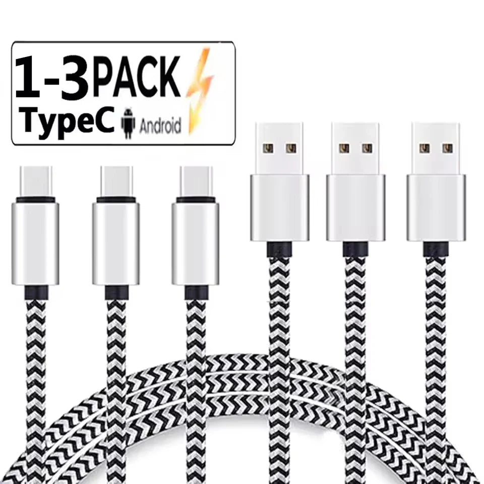 USB Type C Cable 2.4A Fast Charging Battery Charger Wire Woven Nylon Data Cable Mobile Phone Charger For Huawei Samsung USB C Pi-Mart