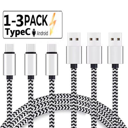 USB Type C Cable 2.4A Fast Charging Battery Charger Wire Woven Nylon Data Cable Mobile Phone Charger For Huawei Samsung USB C Pi-Mart