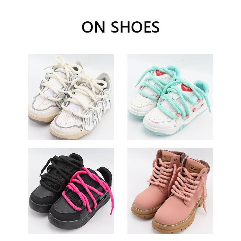 Round Shoelaces Quality 8mm Thicker Shoelace Running Sneakers Laces 1Pair 100/120/140/160CM Boots Shoe Laces Shoes Accessories NovaCart