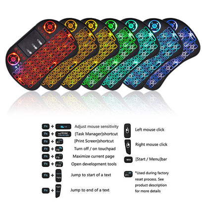 2.4G Air Mouse with Touchpad Keyboard i8 Arabic French Spanish Russian Backlit Mini Wireless Keyboard for PC Android TV Box Pi-Mart