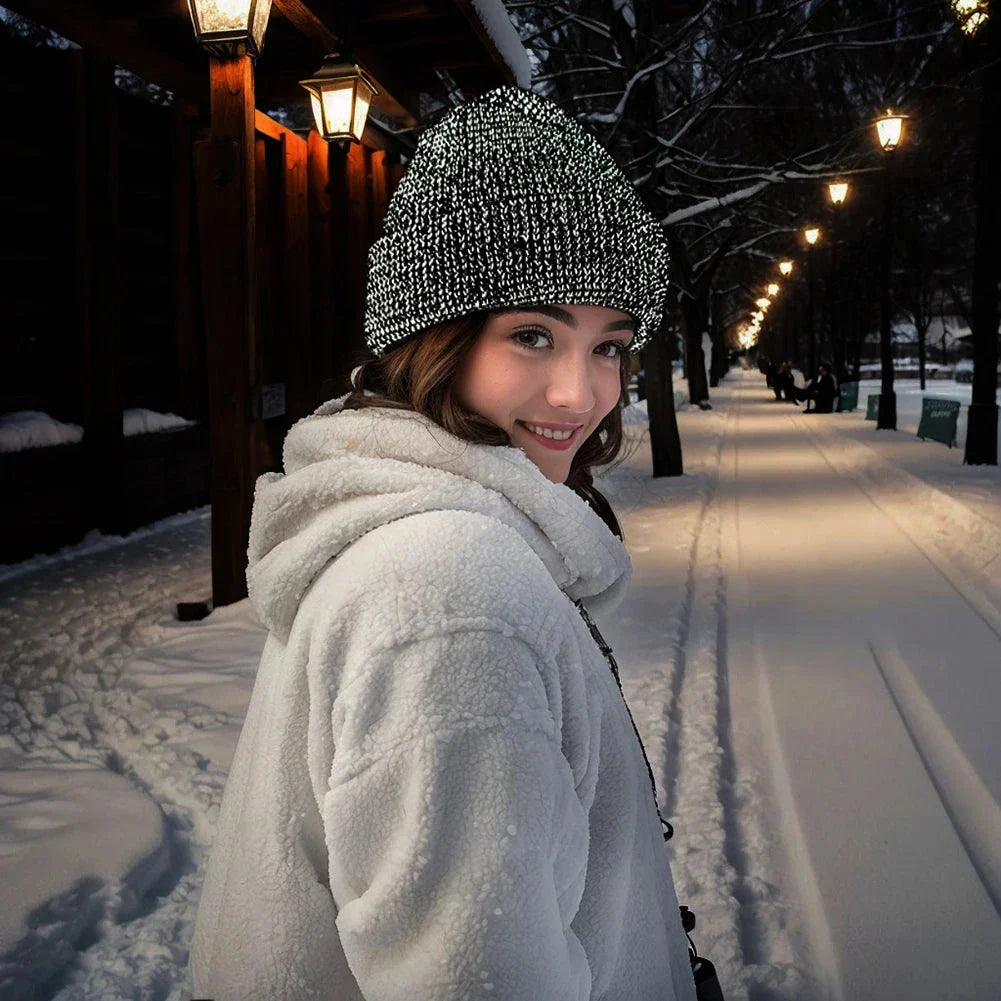 Unisex Winter Reflective Beanie – High Visibility Noctilucent Knit Hat FitiqueFit