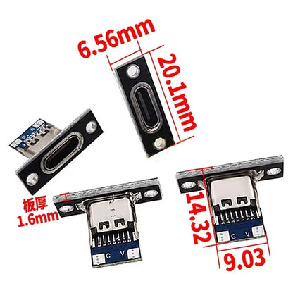 1-20Pcs USB Jack 3.1 Type-C 2Pin 4Pin Female Connector Jack Data Charging Port Small Electrical Charging Base with Fixing Plate Pi-Mart