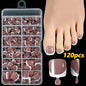 120Pcs 9-Colors French Fake Toenails Summer Short Sqaure Press On Toe Nails Tips Glossy Nude/Pink/Brown Full Cover False Toenail NovaCart