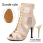 Women Latin Dance Shoes Black Boots High-Top High Heels Salsa Sandals Mesh Tango Boots Ladies Woman Party Ballroom Dance Shoes NovaCart