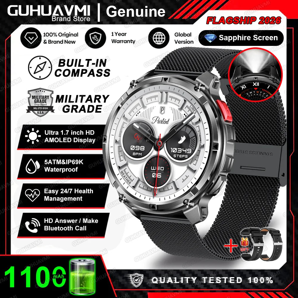 2026 New T-Rex3 Pro 1100mAh Battery Smart Watch GPS path 5ATM Waterproof Sports Run tracker Outdoors Compass Military Smartwatch NovaCart