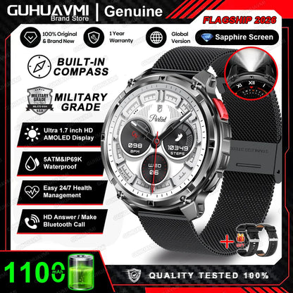 2026 New T-Rex3 Pro 1100mAh Battery Smart Watch GPS path 5ATM Waterproof Sports Run tracker Outdoors Compass Military Smartwatch NovaCart