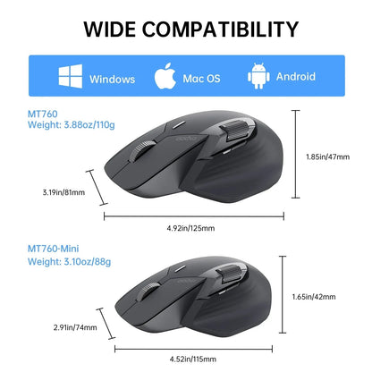 Rapoo MT760L/MT760M Multi-mode Rechargeable Wireless Mouse Ergonomic 4000 DPI Support Up to 4 Devices Bluetooth Mouse Pi-Mart