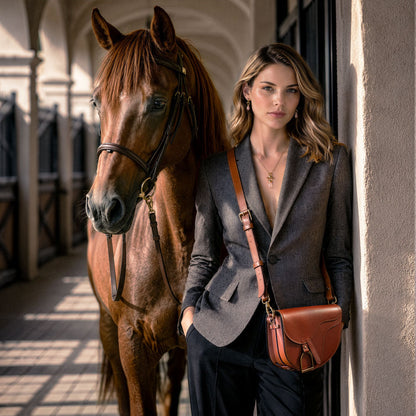 Signature Saddle Bag - Luxury Leather Handbag in Cognac Urban-Equestrian