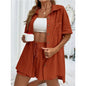 Solid Color Casual Loose Short Pants Sets For Women