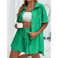Solid Color Casual Loose Short Pants Sets For Women
