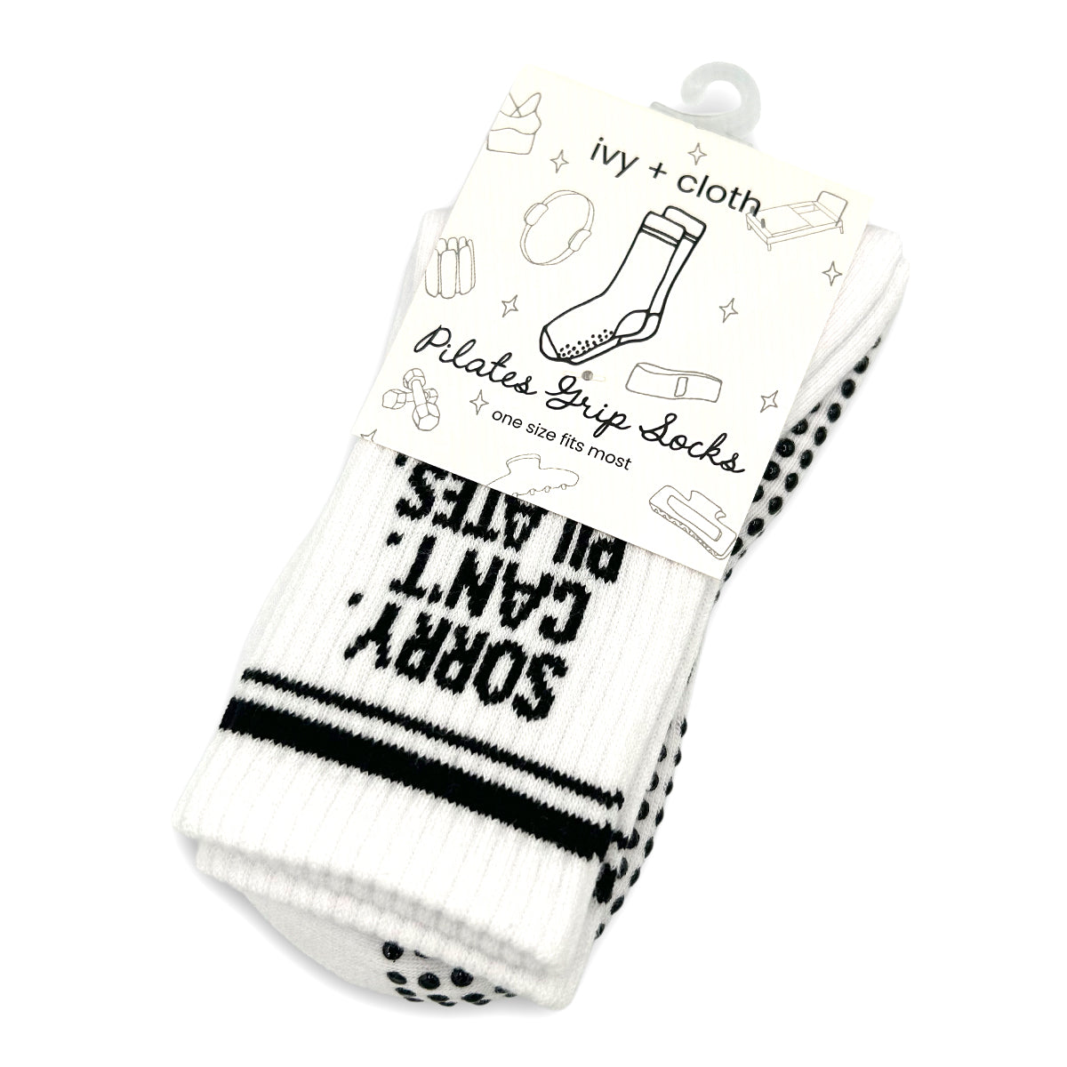 Sorry Can't Pilates Bye Grip Socks Ivy + Cloth