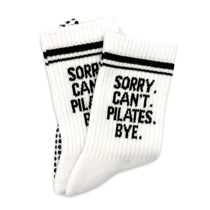 Sorry Can't Pilates Bye Grip Socks Ivy + Cloth