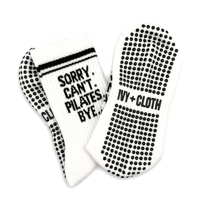 Sorry Can't Pilates Bye Grip Socks Ivy + Cloth