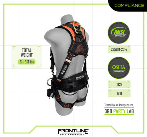 Frontline 100CTB Combat Construction Full Body Harness with Tongue Buckle Legs and Trauma Straps 3X/4X VM Hardware