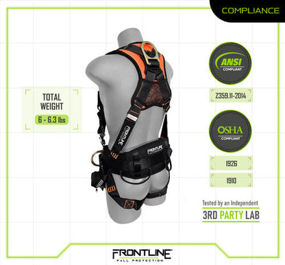 Frontline 100CTB Combat Construction Full Body Harness with Tongue Buckle Legs and Trauma Straps 3X/4X VM Hardware