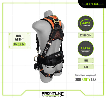 Frontline 100CTB Combat Construction Full Body Harness with Tongue Buckle Legs and Trauma Straps M/L VM Hardware
