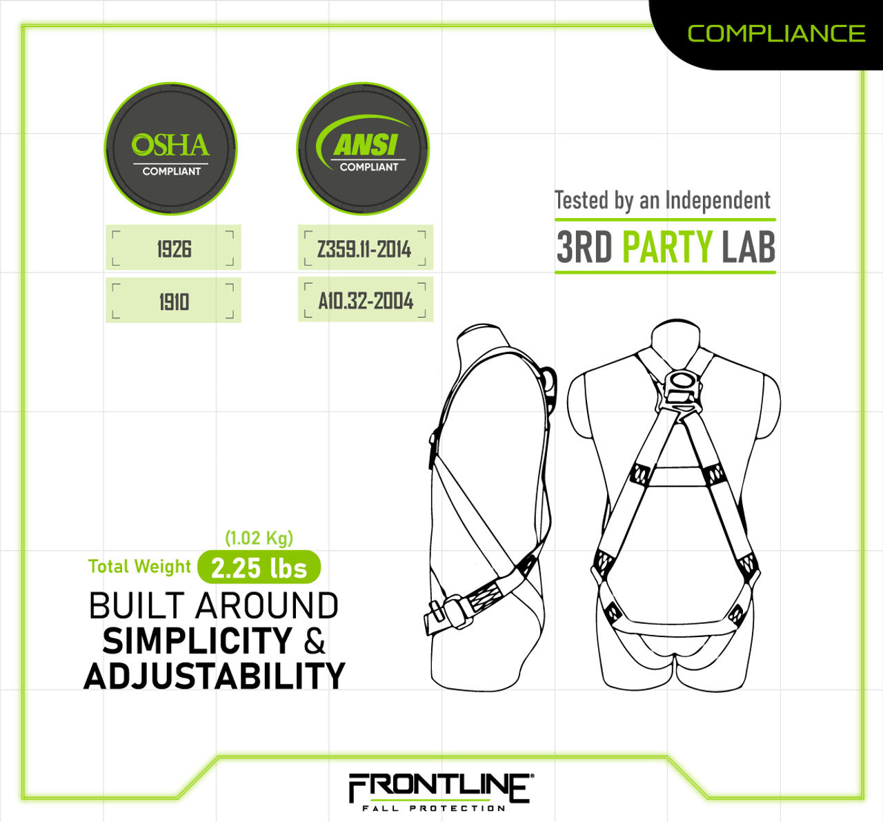 Frontline 100VMB Combat Economy Series Full Body Harness (Uni) Universal VM Hardware