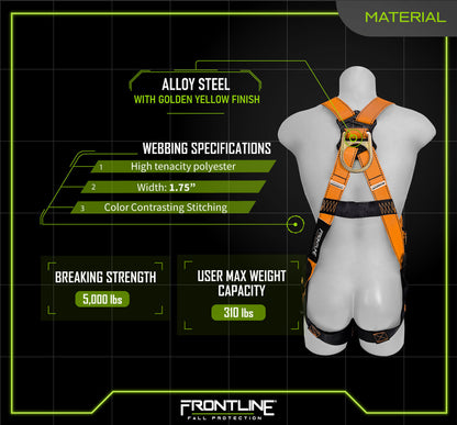 Frontline 100VTB Combat Economy Series Full Body Harness with Tongue Buckle Legs (Uni) Universal VM Hardware