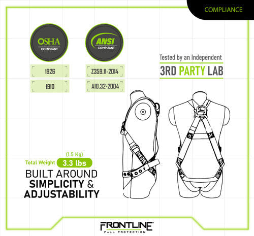 Frontline 100VTB Combat Economy Series Full Body Harness with Tongue Buckle Legs (Uni) Universal VM Hardware