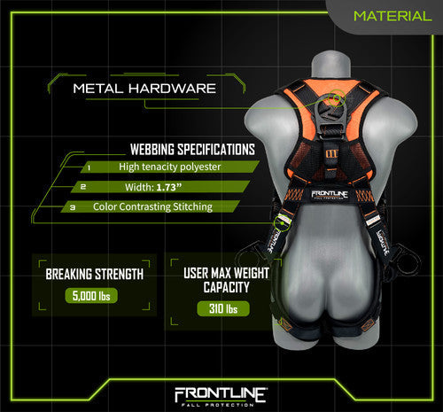 Frontline 105CFTB Combat Vest Style Harness with Front Side D-Rings and Suspension Trauma Straps 2X/3X VM Hardware