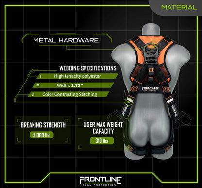 Frontline 105CFTB Combat Vest Style Harness with Front Side D-Rings and Suspension Trauma Straps 2X/3X VM Hardware