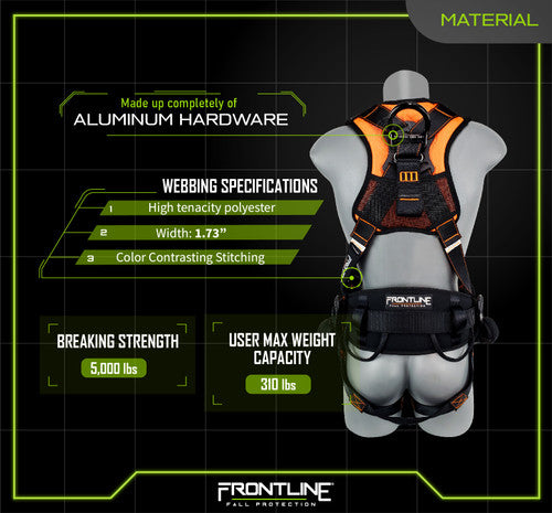 Frontline 110CTB Combat Lite Full Body Harness all Aluminum Hardware and Suspension Trauma Straps XL/2X VM Hardware