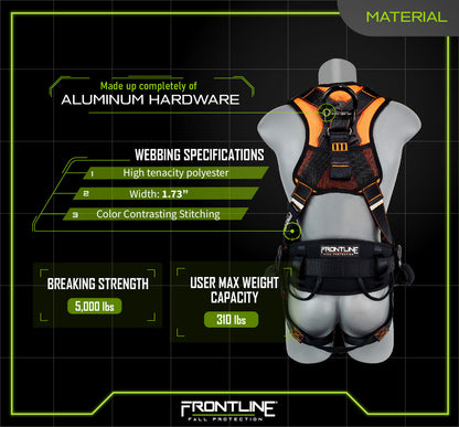 Frontline 110CTB Combat Lite Full Body Harness all Aluminum Hardware and Suspension Trauma Straps S VM Hardware