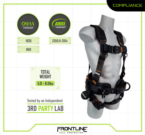 Frontline 110CTB Combat Lite Full Body Harness all Aluminum Hardware and Suspension Trauma Straps XL/2X VM Hardware