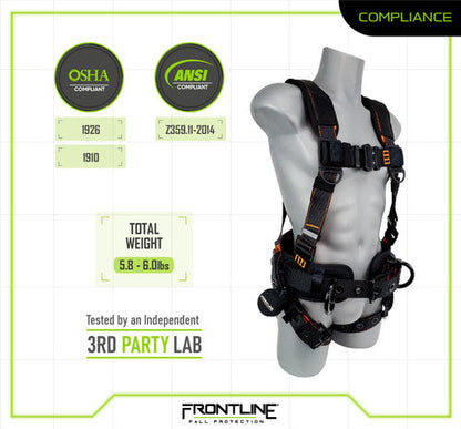 Frontline 110CTB Combat Lite Full Body Harness all Aluminum Hardware and Suspension Trauma Straps XL/2X VM Hardware