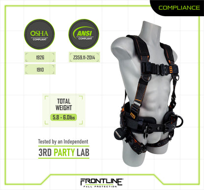 Frontline 110CTB Combat Lite Full Body Harness all Aluminum Hardware and Suspension Trauma Straps M/L VM Hardware