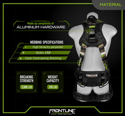 Frontline 110CTB-CF Camouflage Full Body Harness with Aluminum Hardware and Suspension Trauma Straps S VM Hardware