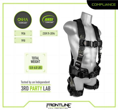 Frontline 110CTB-DC Digital Camo Full Body Harness with Aluminum Hardware and Suspension Trauma Straps M/L VM Hardware