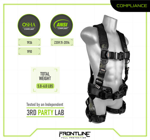 Frontline 110CTB-DC Digital Camo Full Body Harness with Aluminum Hardware and Suspension Trauma Straps S VM Hardware