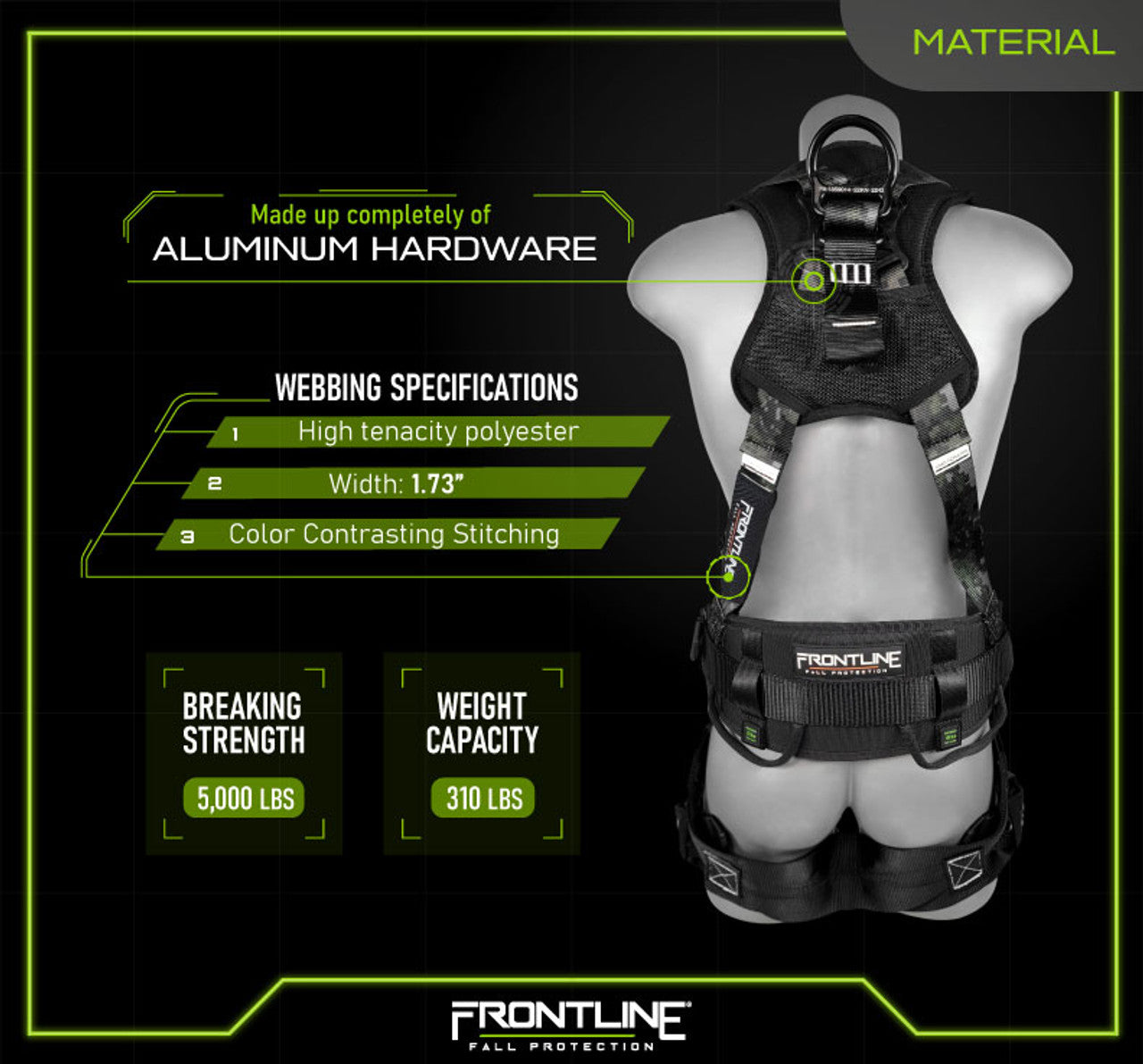 Frontline 110CTB-DC Digital Camo Full Body Harness with Aluminum Hardware and Suspension Trauma Straps M/L VM Hardware