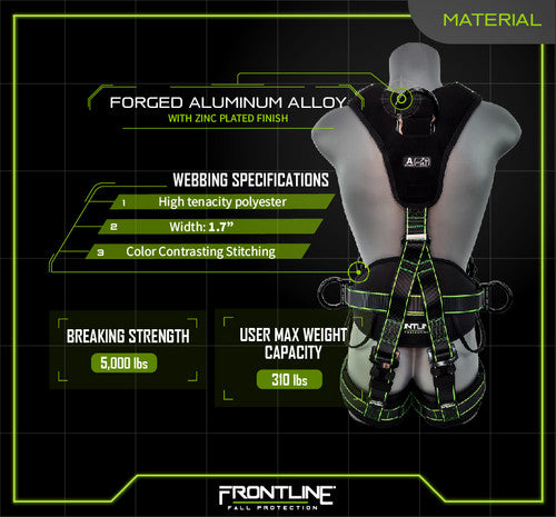 Frontline 200RE Elite Lite Climbing/Rescue Full Body Harness with Aluminum Quick Connect Buckles 2XL/3XL VM Hardware