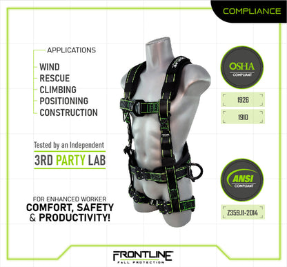 Frontline 200RE Elite Lite Climbing/Rescue Full Body Harness with Aluminum Quick Connect Buckles Universal VM Hardware