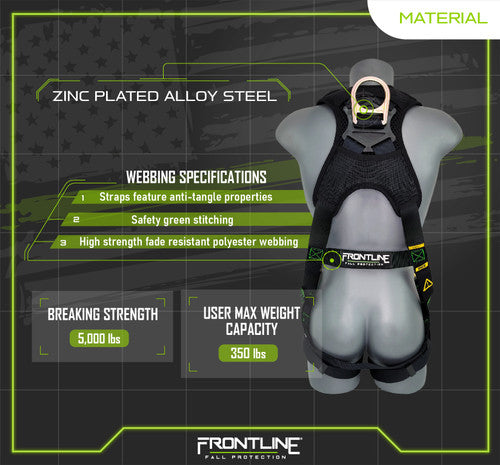 Frontline 310VQC Patriot Vest Style Harness with Airflo and Quick Connect Buckles - Made in USA 2XL VM Hardware
