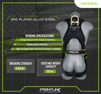 Frontline 310VQC Patriot Vest Style Harness with Airflo and Quick Connect Buckles - Made in USA 2XL VM Hardware