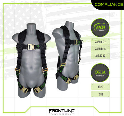 Frontline 310VQC Patriot Vest Style Harness with Airflo and Quick Connect Buckles - Made in USA 2XL VM Hardware