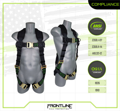 Frontline 310VQC Patriot Vest Style Harness with Airflo and Quick Connect Buckles - Made in USA XL VM Hardware