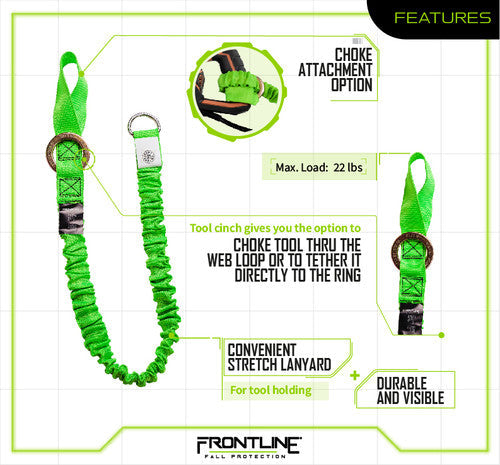 Frontline ACTLS222C ToolGrip 22 lbs Tool Lanyard Cinch with D-Ring VM Hardware