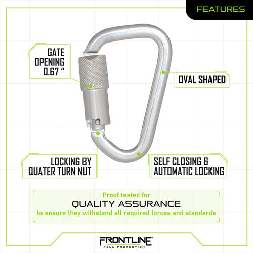 Frontline CAQ117 Aluminum Quarter Turn Locking Carabiner VM Hardware