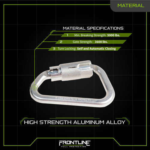 Frontline CAQ117 Aluminum Quarter Turn Locking Carabiner VM Hardware