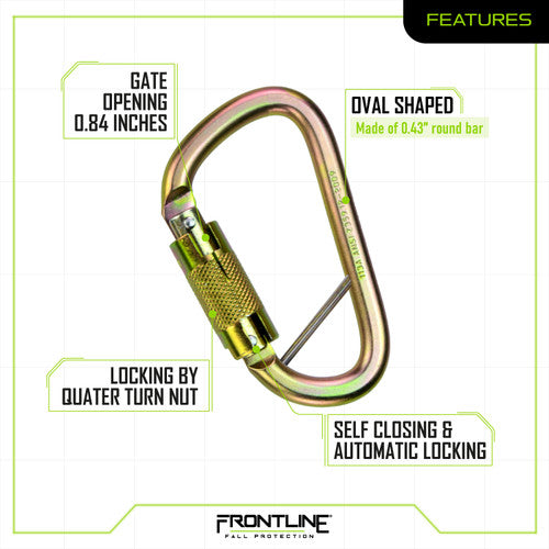Frontline CSQ184 Steel Quarter Turn-locking Carabiner VM Hardware
