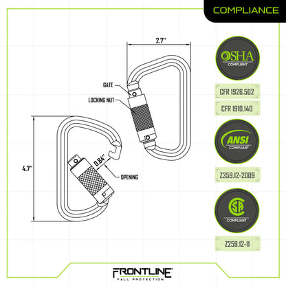 Frontline CSQ184 Steel Quarter Turn-locking Carabiner VM Hardware