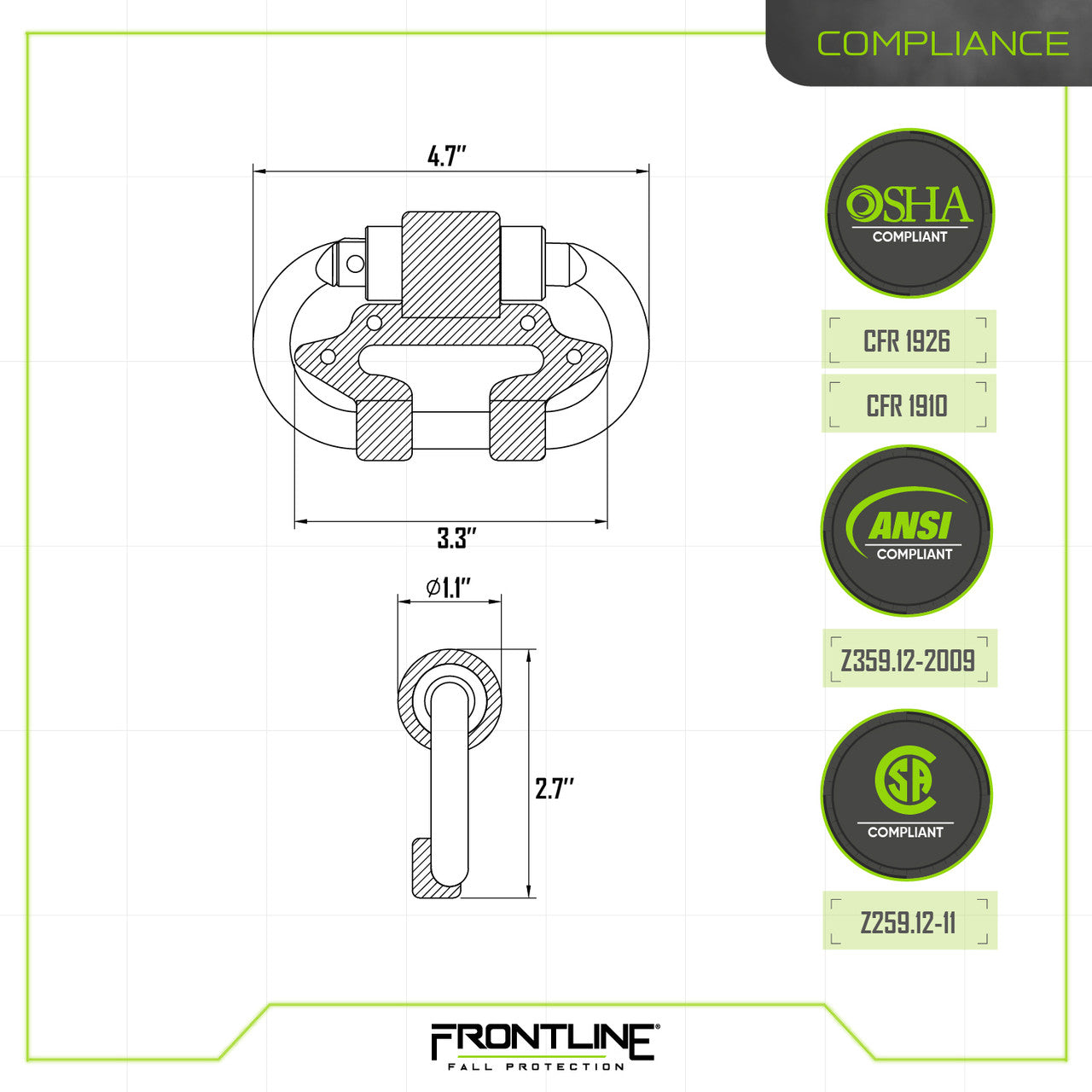 Frontline CSQ275 Dual Connector Carabiner for Twin SRL's VM Hardware